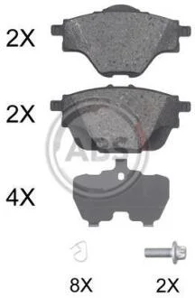 Комплект гальмівних накладок, дискове гальмо A.B.S. 35019
