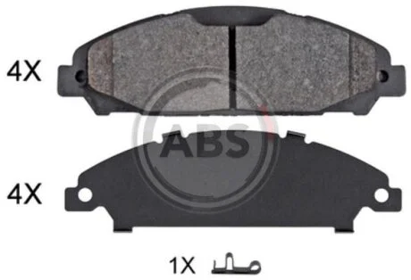 Комплект гальмівних накладок, дискове гальмо A.B.S. 35156