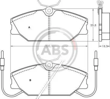 Комплект гальмівних накладок, дискове гальмо A.B.S. 36174