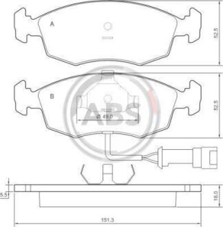 Тормозные колодки передние (18.0mm) Ford Scorpio 1.8-2.9 5/85- (с дат.) (ATE) A.B.S. 36519