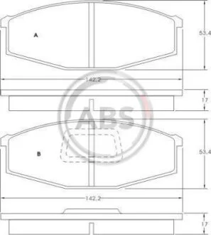 Комплект гальмівних накладок, дискове гальмо A.B.S. 36528