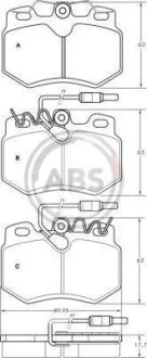 Комплект гальмівних накладок, дискове гальмо A.B.S. 36579