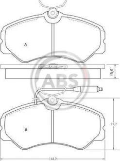 Гальмівні колодки пер. 405/J5/A3/C25/Ducato/AR Series 85-99 A.B.S. 36589