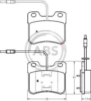 Комплект гальмівних накладок, дискове гальмо A.B.S. 36598