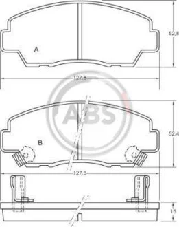 Комплект гальмівних накладок, дискове гальмо A.B.S. 36606