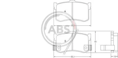 Комплект гальмівних накладок, дискове гальмо A.B.S. 36627