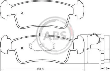 Комплект гальмівних накладок, дискове гальмо A.B.S. 36654