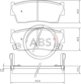 Комплект гальмівних накладок, дискове гальмо A.B.S. 36675