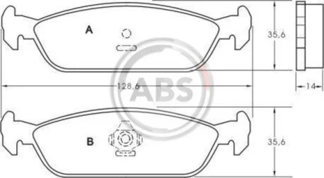 Комплект гальмівних накладок, дискове гальмо A.B.S. 36684