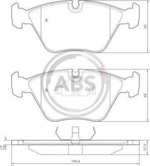 Комплект гальмівних накладок, дискове гальмо A.B.S. 36755