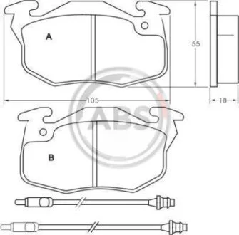Комплект гальмівних накладок, дискове гальмо A.B.S. 36766