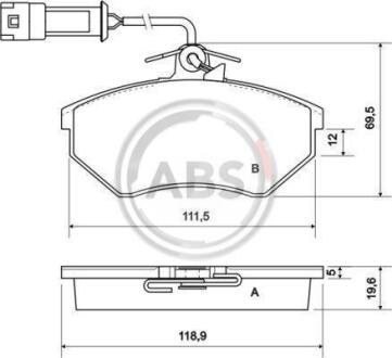 Гальмівні колодки перед. Caddy II >9.96/Passat B4/Audi 80 A.B.S. 36791