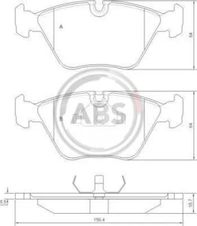 Комплект гальмівних накладок, дискове гальмо A.B.S. 36807