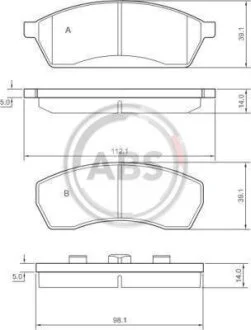 Комплект гальмівних накладок, дискове гальмо A.B.S. 36830