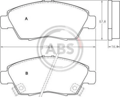 Колодка торм. HONDA CIVIC/COUPE/CRX передн. (ABS) A.B.S. 36831