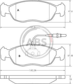 Гальмівні колодки перед. Peugeot 306/106 94-02 (ATE) A.B.S. 36850