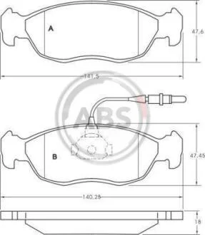 Гальмівні колодки перед. Peugeot 306/106 94-02 (ATE) A.B.S. 36850
