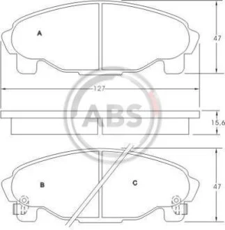 Комплект гальмівних накладок, дискове гальмо A.B.S. 36869