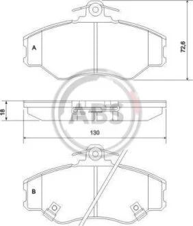 Комплект гальмівних накладок, дискове гальмо A.B.S. 36871