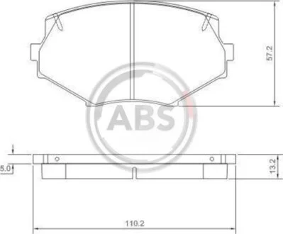 Комплект гальмівних накладок, дискове гальмо A.B.S. 36889