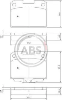 Комплект гальмівних накладок, дискове гальмо A.B.S. 36890