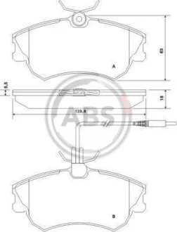 Комплект гальмівних накладок, дискове гальмо A.B.S. 37019