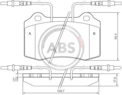 Комплект гальмівних накладок, дискове гальмо A.B.S. 37049