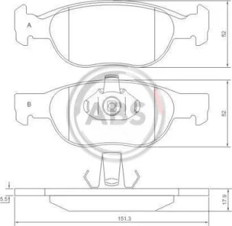 Комплект гальмівних накладок, дискове гальмо A.B.S. 37132