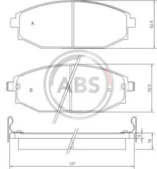 Комплект гальмівних накладок, дискове гальмо A.B.S. 37173