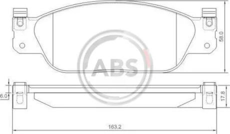 Комплект гальмівних накладок, дискове гальмо A.B.S. 37179