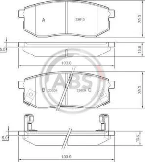 Комплект гальмівних накладок, дискове гальмо A.B.S. 37182