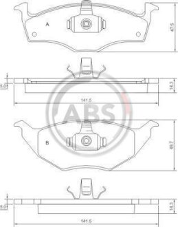 Комплект гальмівних накладок, дискове гальмо A.B.S. 37238