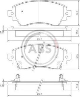 Комплект гальмівних накладок, дискове гальмо A.B.S. 37269