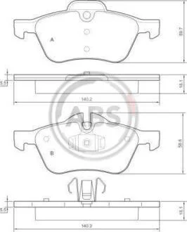 Колодки гальмівні дискові, комплект A.B.S. 37279