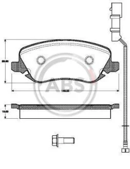 Комплект гальмівних накладок, дискове гальмо A.B.S. 37380