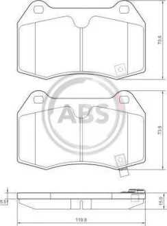 Комплект гальмівних накладок, дискове гальмо A.B.S. 37451