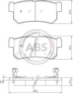 Колодка гальм. SSANG YONG Korando / Musso задн. (ABS) A.B.S. 37460
