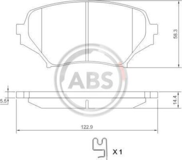Комплект гальмівних накладок, дискове гальмо A.B.S. 37549