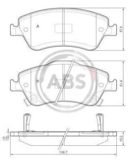 Гальмівні колодки пер. Toyota Auris 07-12 (bosch) (136,7x57,9x19,2) A.B.S. 37620