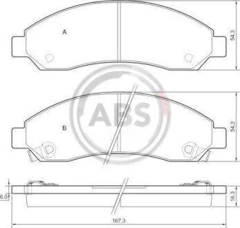 Комплект гальмівних накладок, дискове гальмо A.B.S. 37654
