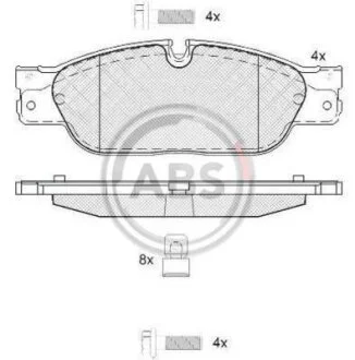 Комплект гальмівних накладок, дискове гальмо A.B.S. 37660