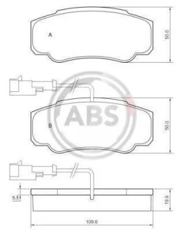 Комплект гальмівних накладок, дискове гальмо A.B.S. 37666