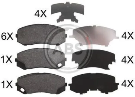 Комплект гальмівних накладок, дискове гальмо A.B.S. 37772