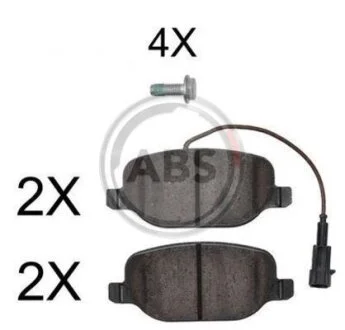 Комплект гальмівних накладок, дискове гальмо A.B.S. 37776
