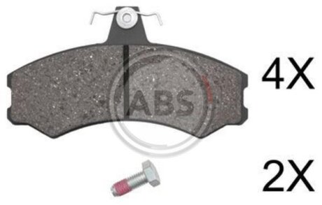 Комплект гальмівних накладок, дискове гальмо A.B.S. 37780
