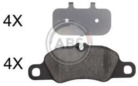 Комплект гальмівних накладок, дискове гальмо A.B.S. 37782