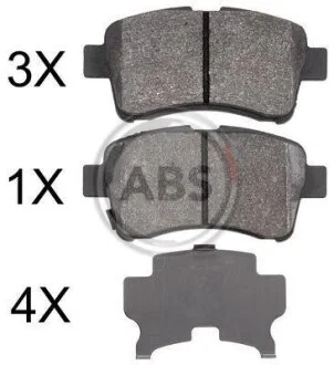 Комплект гальмівних накладок, дискове гальмо A.B.S. 37843
