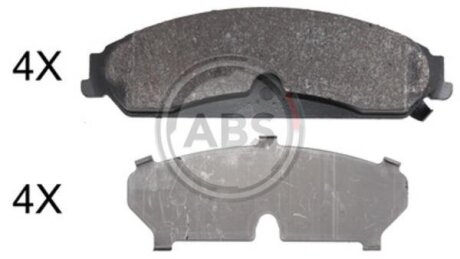 Комплект гальмівних накладок, дискове гальмо A.B.S. 37949