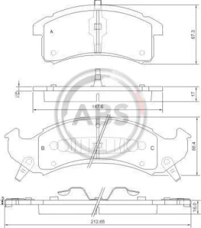 Комплект гальмівних накладок, дискове гальмо A.B.S. 38505