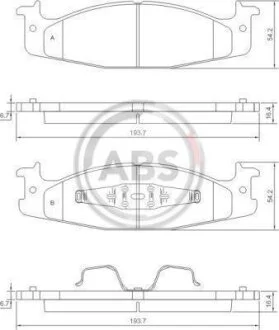 Комплект гальмівних накладок, дискове гальмо A.B.S. 38632